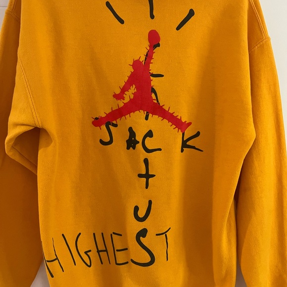 Nike Air X Cactus Jack by Travis Scott Yellow Hoodie Sweatshirt - size Medium - Picture 4 of 5